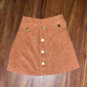 Corduroy Button-Front Skirt in Rust